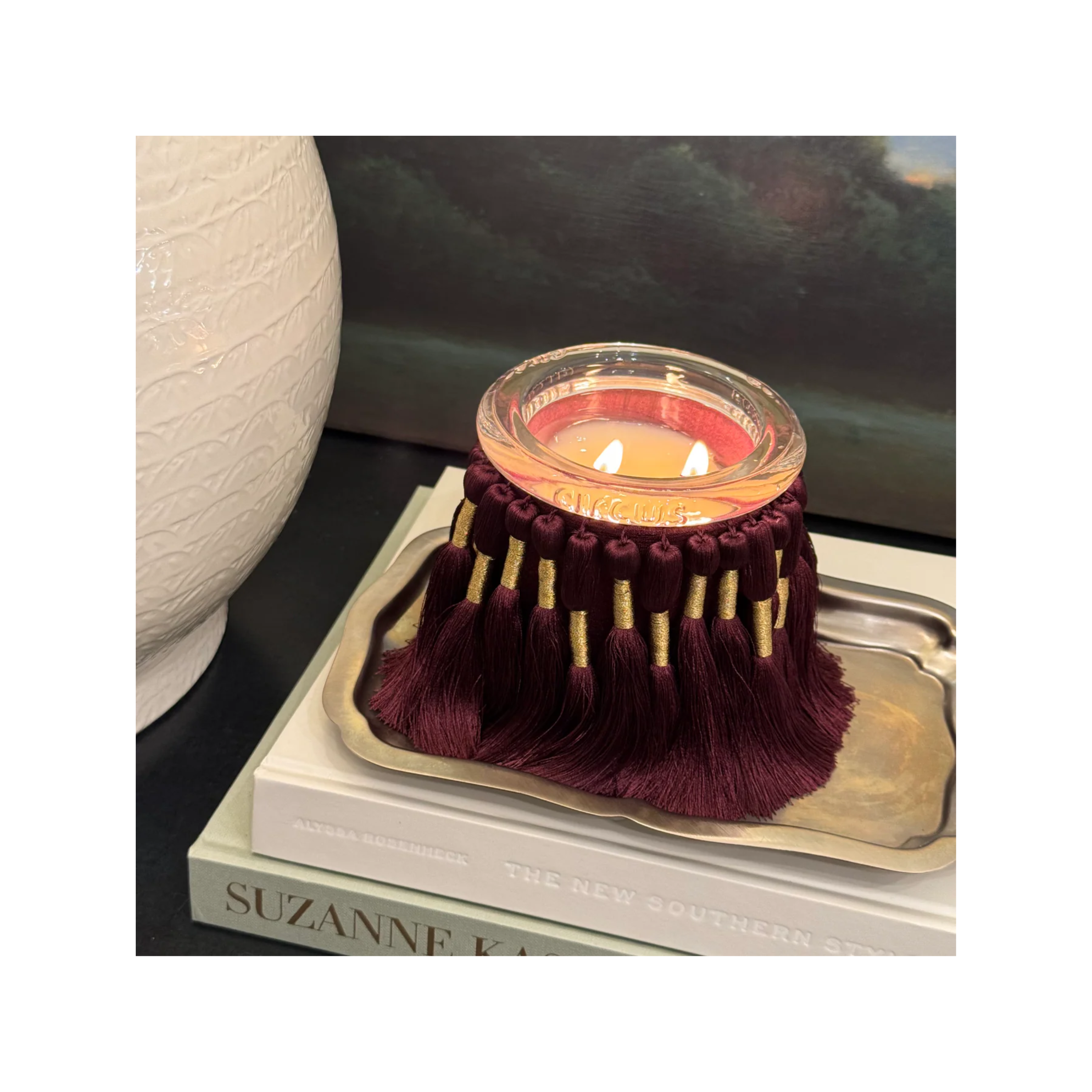 Fuzzed Burgundy Candle